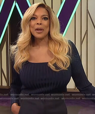 Wendy's square neck ribbed top and skirt on The Wendy Williams Show