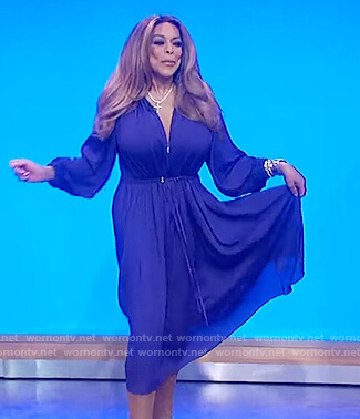 Wendy's purple tie waist dress on The Wendy Williams Show