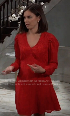 Willow's red embroidered mini dress on General Hospital