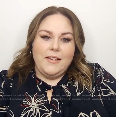 Chrissy Metz's black floral keyhole dress on Live with Kelly and Ryan