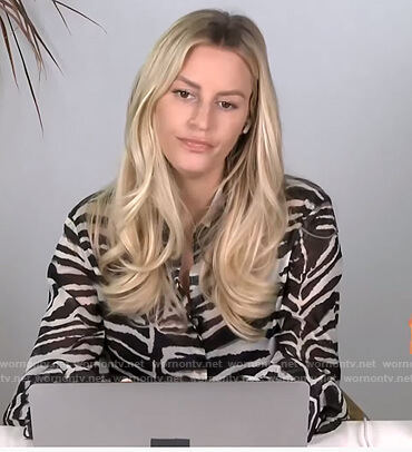 Morgan's white zebra stripe blouse on E! News