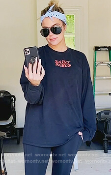 Khloe's black Saint Pablo tee and leggings on Keeping Up with the Kardashians