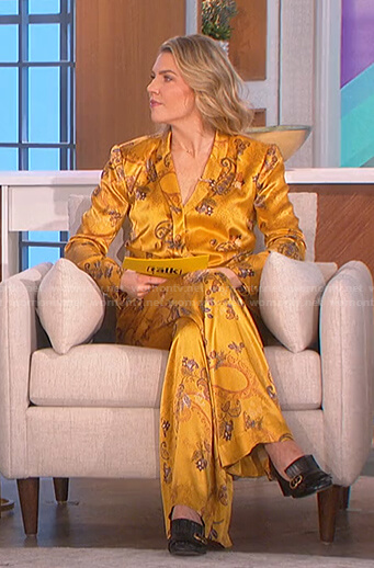 Amanda's yellow paisley blazer and pants on The Talk