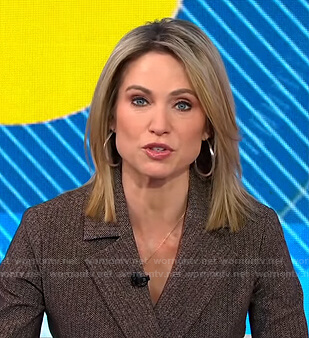 Amy's brown herringbone suit on Good Morning America