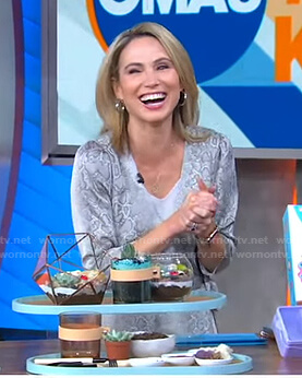 Amy's grey snake print wrap dress on Good Morning America