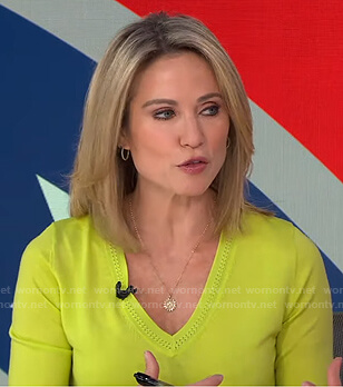 Amy's yellow v-neck sweater on Good Morning America