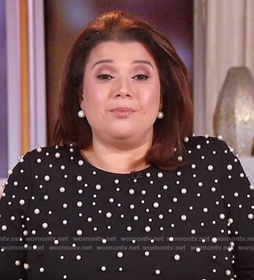 Ana's black pearl embellished dress on The View