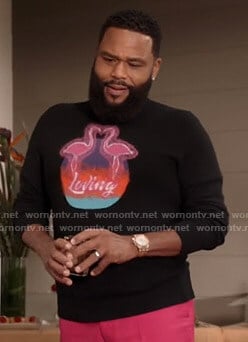 Andre's black flamingo print sweater on Black-ish