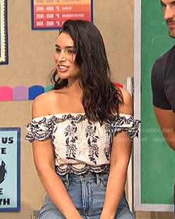 Ashley Laconetti's white off shoulder top on The Bachelorette