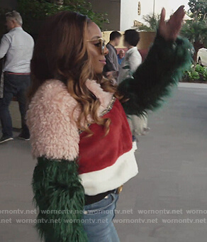 Candiace's colorblock fur jacket on The Real Housewives of Potomac
