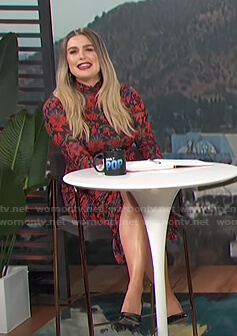 Carissa's red and black floral top and skirt on E! News Daily Pop