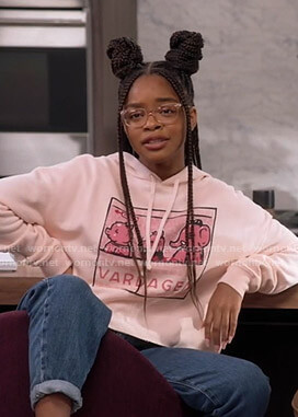 Diane's pink Vardagen print hoodie on Black-ish