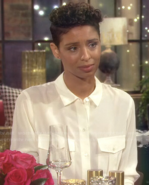Elena's white button down shirt on The Young and the Restless