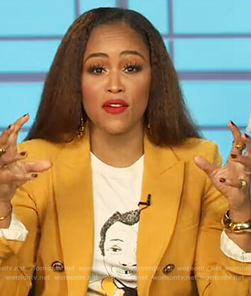 Eve's yellow double breasted blazer on The Talk