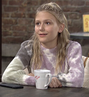 Faith's tie dye sweater on The Young and the Restless