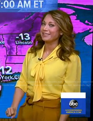 Ginger's yellow top and belted pants on Good Morning America