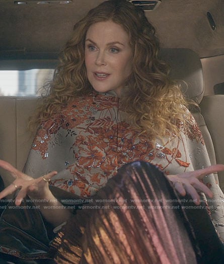 Grace's floral embroidered cape on The Undoing