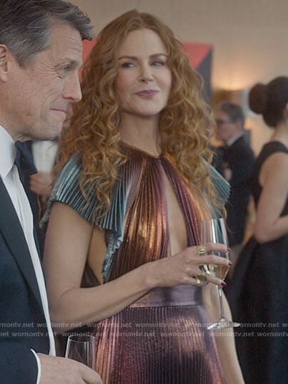 Grace's pleated metallic dress on The Undoing