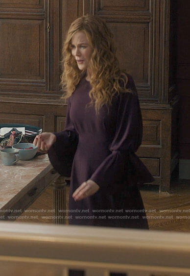Grace's purple bell sleeve dress on The Undoing