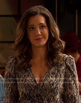 Jan's snake print v-neck mini dress on Days of our Lives
