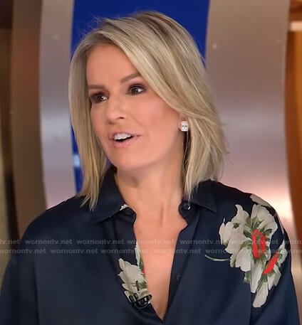 Dr. Jennifer Ashton's navy floral blouse on Good Morning America