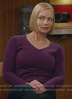 Jill's purple v-neck sweater on Mom