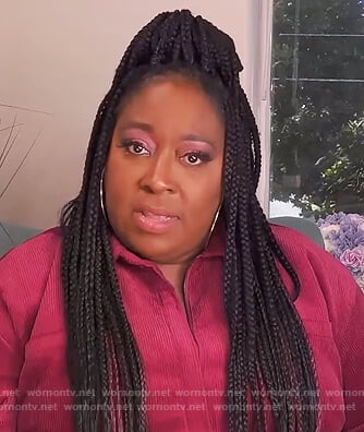 Loni's pink corduroy jumpsuit on The Real