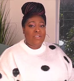 Loni's white polka dot sweater on The Real