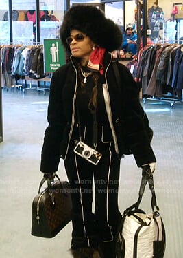 Mary's black puffer jacket and pants on The Real Housewives of Salt Lake City