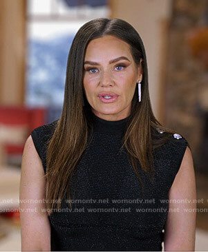 Meredith's black button detail knit dress on The Real Housewives of Salt Lake City