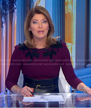Norah's black wide belt on CBS Evening News