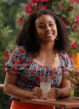 Olivia's floral print square neck top on Black-ish
