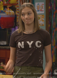 Presley's black nyc splatter tee on Side Hustle