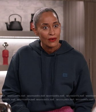 Rainbow's navy hoodie on Black-ish