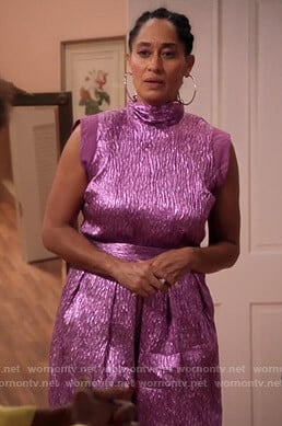 Rainbow's pink metallic top and pants on Black-ish