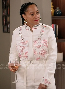 Rainbow's white sun print jumpsuit on Black-ish