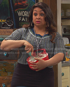 Raven's metallic striped top on Ravens Home