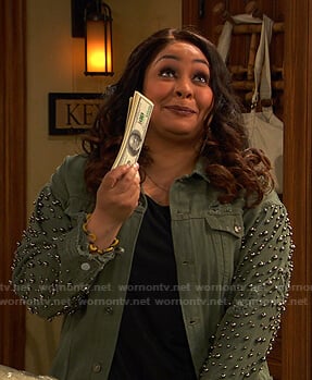 Raven's khaki embellished sleeve jacket on Ravens Home