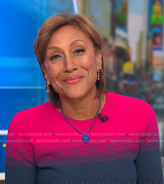 Robin's pink and navy ombre top and skirt on Good Morning America