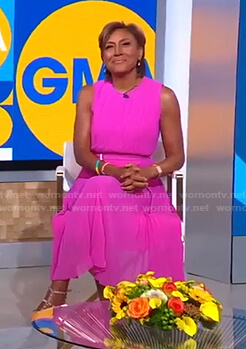 Robin's pink pleated midi dress on Good Morning America