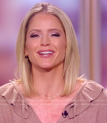 Sara's beige tie ruffle sweater on The View