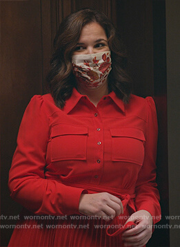 Sara's red pleated shirtdress on All Rise