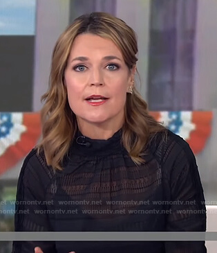 Savannah's black mock neck blouse on Today