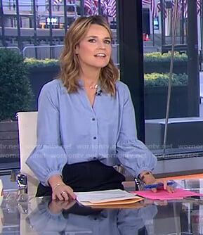 Savannah's light blue button down blouse on Today