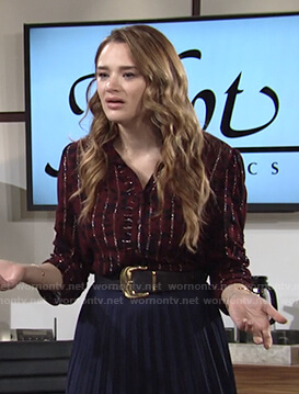 Summer's metallic striped floral blouse on The Young and the Restless
