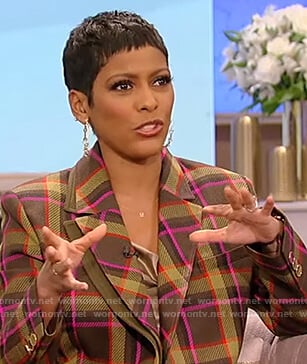 Tamron's green plaid blazer on Tamron Hall Show