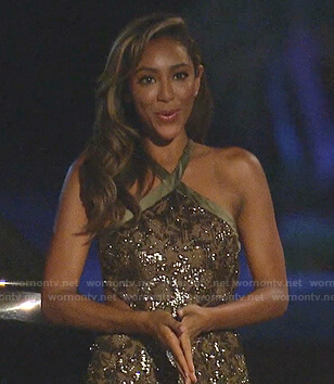 Tayshia's sequin cutout halter gown on The Bachelorette