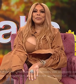 Wendy's beige cut out blouse on The Wendy Williams Show