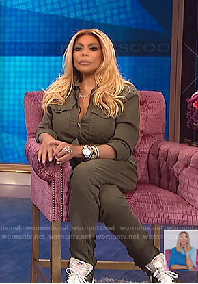 Wendy's green utility jumpsuit on The Wendy Williams Show