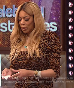 Wendy's brown animal stripe dress on The Wendy Williams Show